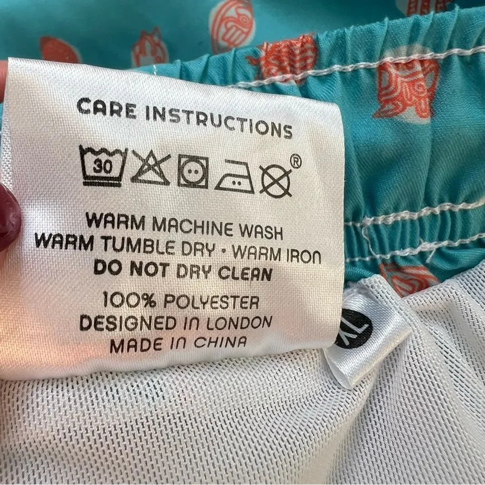 Boardies Polka Maya Mid Length Swim Short Size XL 5” Inseam Aqua Blue Orange